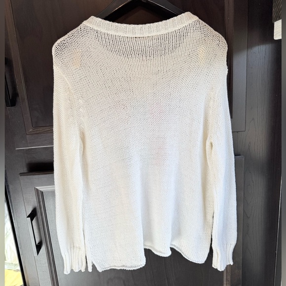 NWT boutique Bali wooden ships Happy Hour White Sweater cotton vacation XS - Picture 2 of 8